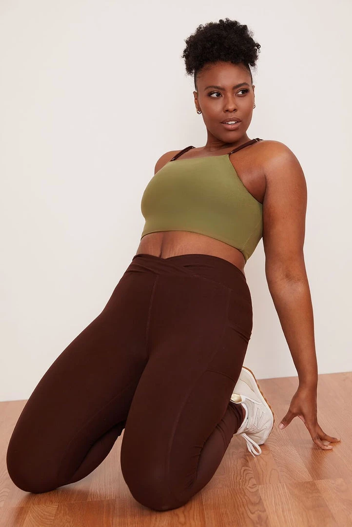 Wolven Reversible Crisscross Four-Way Recycled Top - Chai Activewear + Athleisure Wolven Reversible Crisscross Four-Way Recycled Top - Chai Activewear + Athleisure