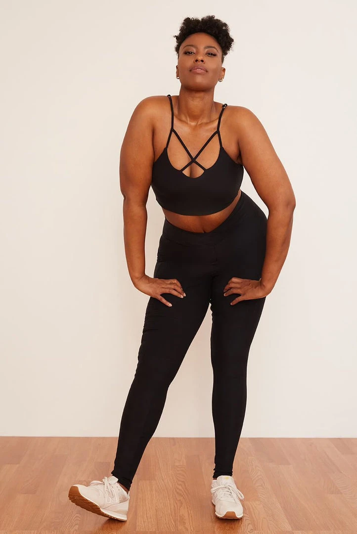 Wolven Activewear + Athleisure Reversible Crisscross Four-Way Recycled Top - Onyx Wolven Activewear + Athleisure Reversible Crisscross Four-Way Recycled Top - Onyx