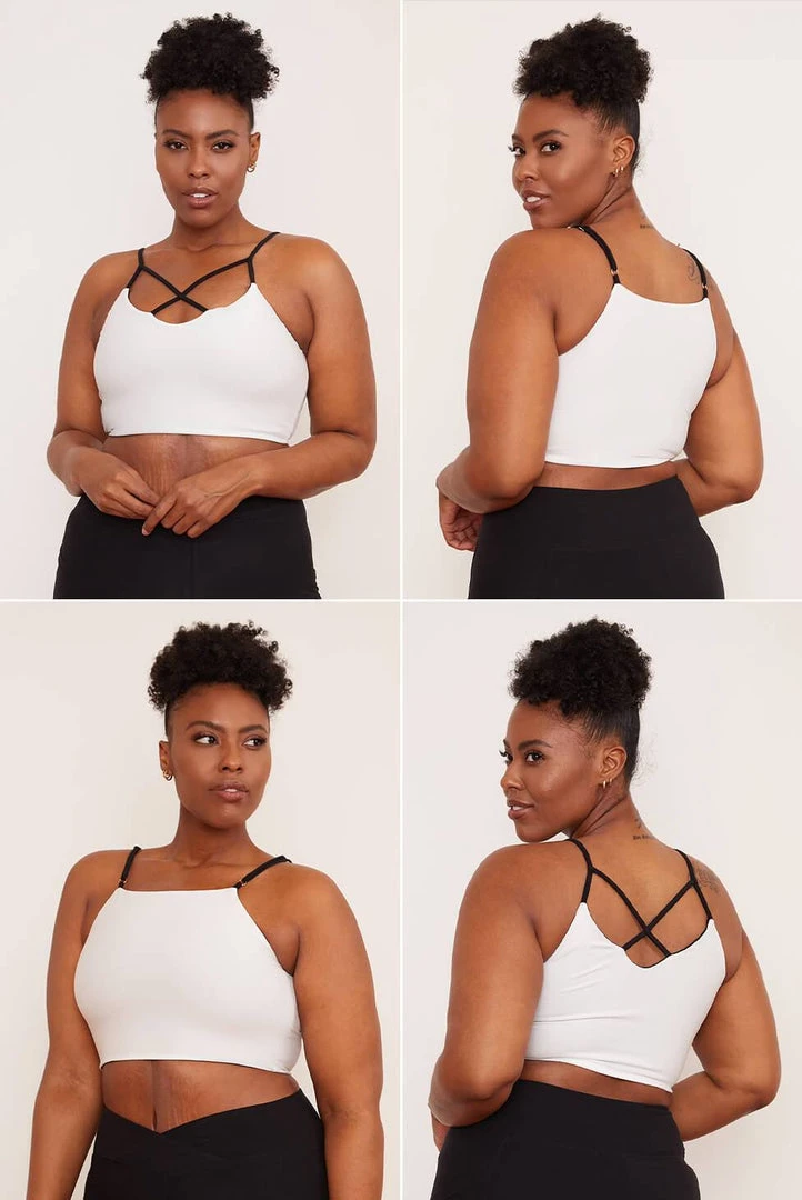 Wolven Activewear + Athleisure Reversible Crisscross Four-Way Recycled Top - Onyx Wolven Activewear + Athleisure Reversible Crisscross Four-Way Recycled Top - Onyx