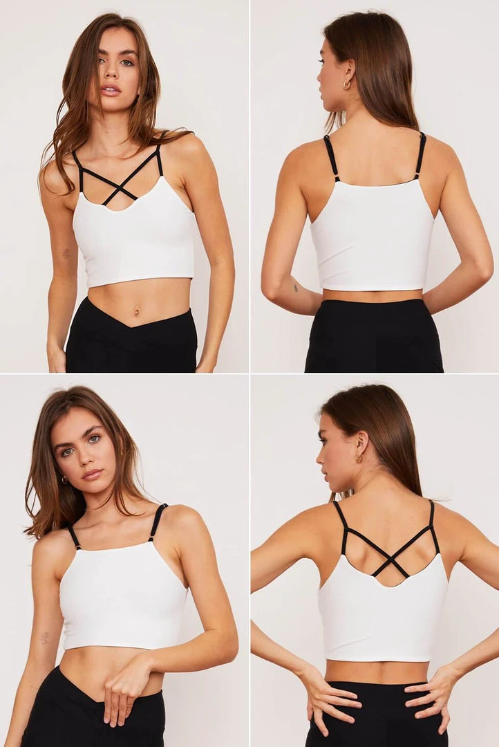 Wolven Activewear + Athleisure Reversible Crisscross Four-Way Recycled Top - Onyx Wolven Activewear + Athleisure Reversible Crisscross Four-Way Recycled Top - Onyx