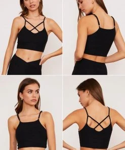 Wolven Activewear + Athleisure Reversible Crisscross Four-Way Recycled Top - Onyx 3 Wolven Activewear + Athleisure Reversible Crisscross Four-Way Recycled Top - Onyx