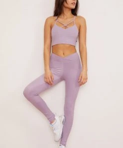 Wolven Recycled Crossover Pocket Legging - Lavender