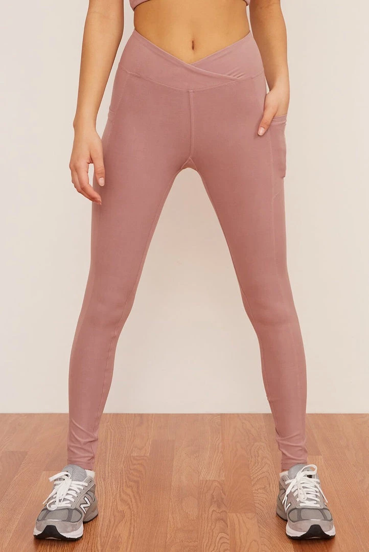 Wolven Activewear + Athleisure Recycled Crossover Pocket Legging - Salt Wolven Activewear + Athleisure Recycled Crossover Pocket Legging - Salt