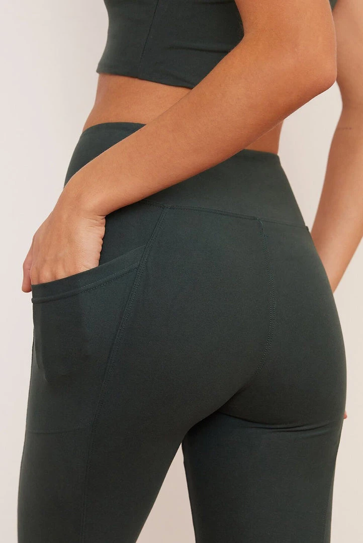 Wolven Recycled Crossover Pocket Legging - Thyme Activewear + Athleisure Wolven Recycled Crossover Pocket Legging - Thyme Activewear + Athleisure