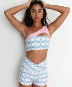 Wolven Reversible One Shoulder Recycled Swimsuit Top - Echo