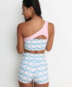 Wolven Reversible One Shoulder Recycled Swimsuit Top - Echo