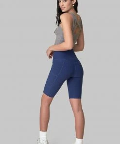 Wolven Recycled Bike Short With Pockets - Indigo Activewear + Athleisure