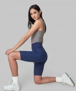 Wolven Recycled Bike Short With Pockets - Indigo Activewear + Athleisure