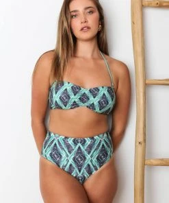 Wolven Recycled Bandeau Swimsuit Top - Jungle