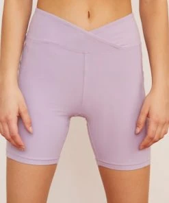 Wolven Activewear + Athleisure Recycled Midi Bike Short - Lavender
