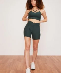 Wolven Activewear + Athleisure Recycled Midi Bike Short - Thyme