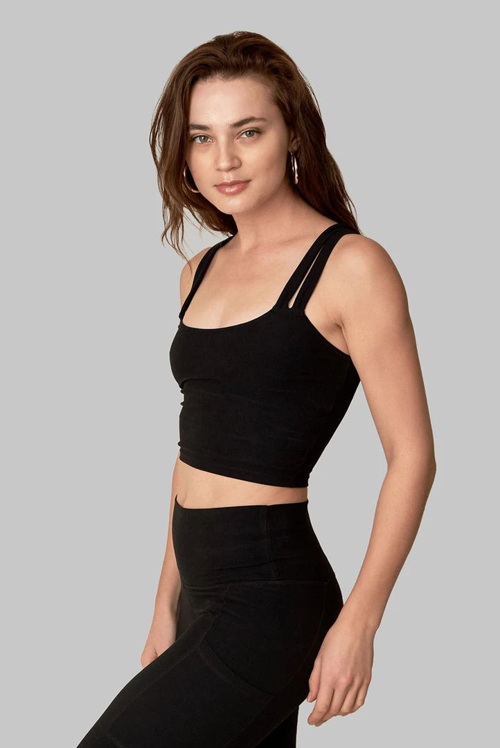 Wolven Double Cross Recycled Top - Onyx Activewear + Athleisure Wolven Double Cross Recycled Top - Onyx Activewear + Athleisure