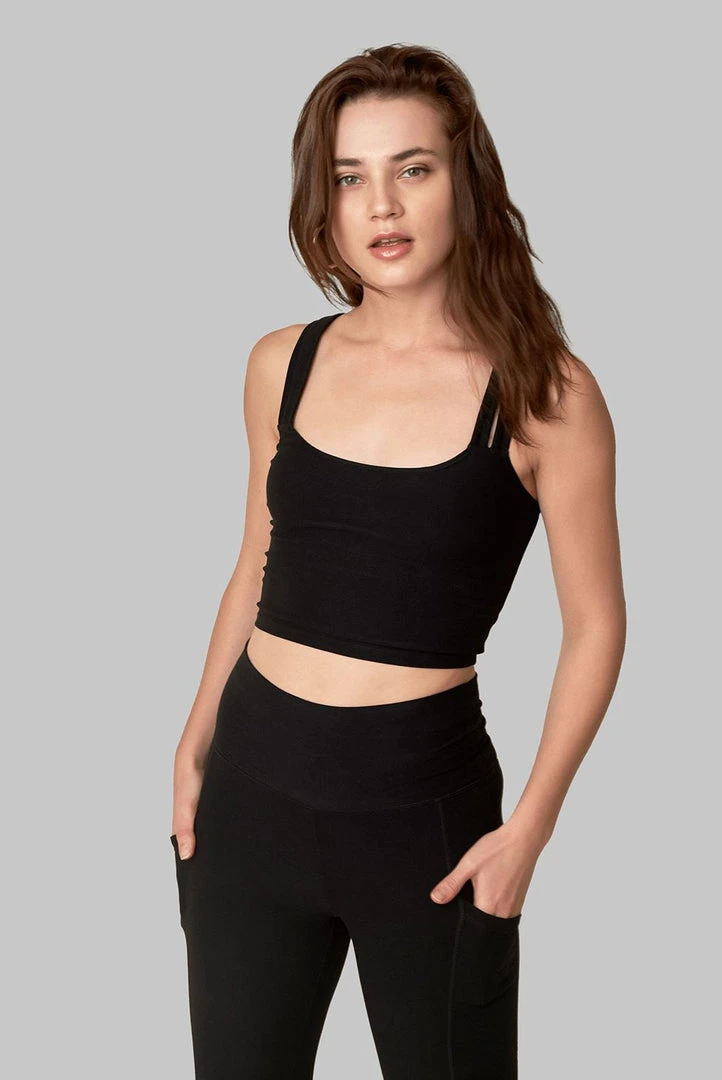 Wolven Double Cross Recycled Top - Onyx Activewear + Athleisure Wolven Double Cross Recycled Top - Onyx Activewear + Athleisure