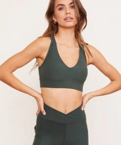 Wolven Activewear + Athleisure Recycled Racerback Bra - Thyme
