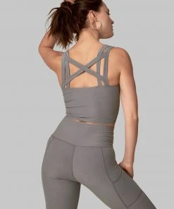 Wolven Double Cross Recycled Top - Wolf Gray Activewear + Athleisure