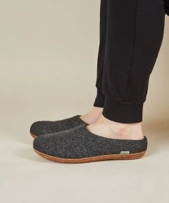 Kyrgies Best Sellers Women's Molded Sole Low Back Wool Slippers - Charcoal