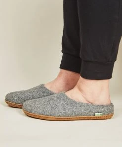 Kyrgies Best Sellers Women's Natural Sole Low Back Wool Slippers - Gray