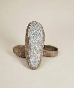 Kyrgies Women's Classic Sole Low Back Wool Slippers - Oatmeal Best Sellers