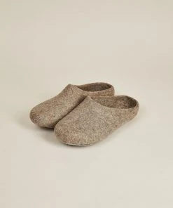 Kyrgies Women's Classic Sole Low Back Wool Slippers - Oatmeal Best Sellers