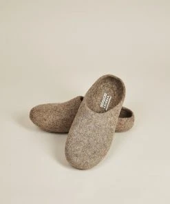 Kyrgies Women's Classic Sole Low Back Wool Slippers - Oatmeal Best Sellers