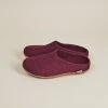 Kyrgies Women's Molded Sole Low Back Wool Slippers - Plum