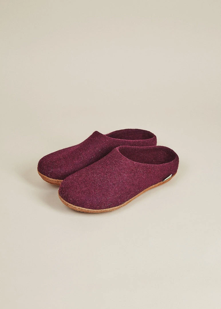 Kyrgies Women's Molded Sole Low Back Wool Slippers - Plum 5 Kyrgies Women's Molded Sole Low Back Wool Slippers - Plum