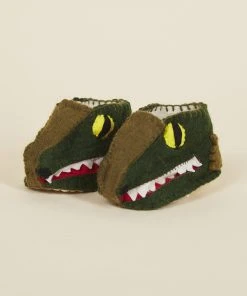 Silk Road Bazaar Kids' + Baby Wool Baby Booties - Alligator
