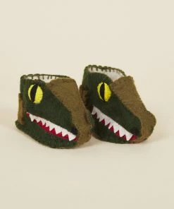 Silk Road Bazaar Kids' + Baby Wool Baby Booties - Alligator