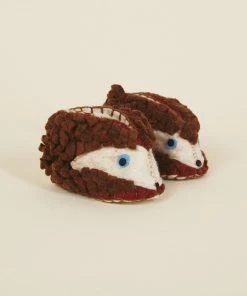 Silk Road Bazaar Wool Baby Booties - Hedgehog