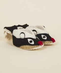 Silk Road Bazaar Wool Baby Booties - Skunk Kids' + Baby