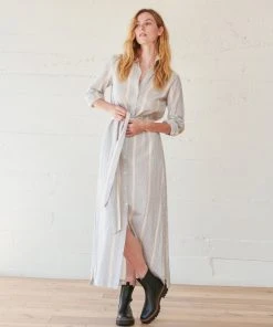 WVN Striped Shirt Maxi Dress