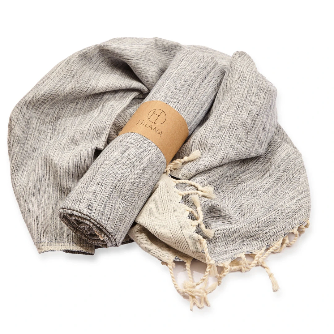 Hilana: Upcycled Cotton Yalova Upcycled Marbled Turkish Towel / Blanket - Blue Hilana: Upcycled Cotton Yalova Upcycled Marbled Turkish Towel / Blanket - Blue