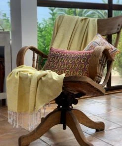 Hilana: Upcycled Cotton Yalova Upcycled Marbled Turkish Towel / Blanket - Yellow Best Sellers